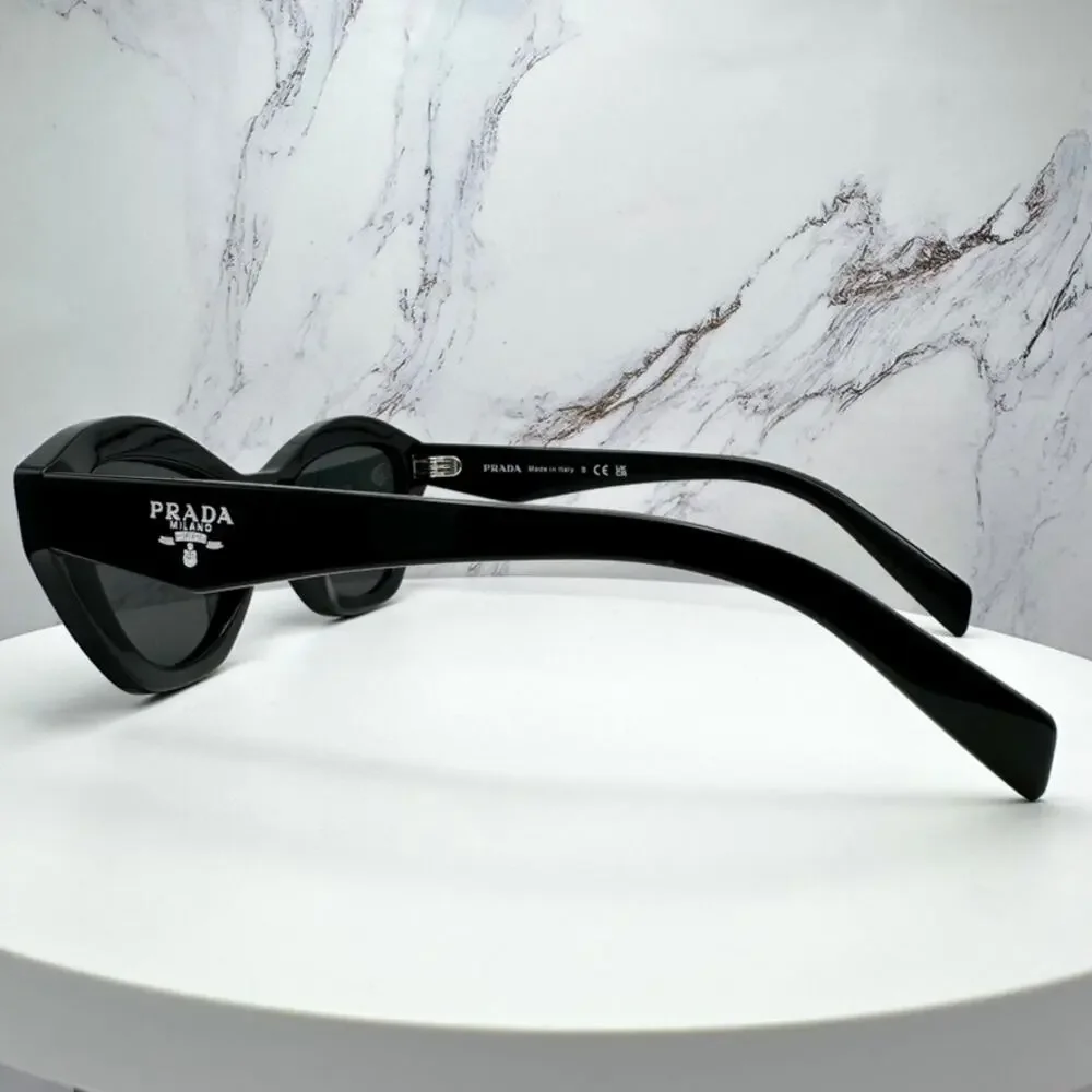 New PRADA Sunglasses Black Butterfly Cat Eye Logo Symbole Logo New - Picture 10 of 16